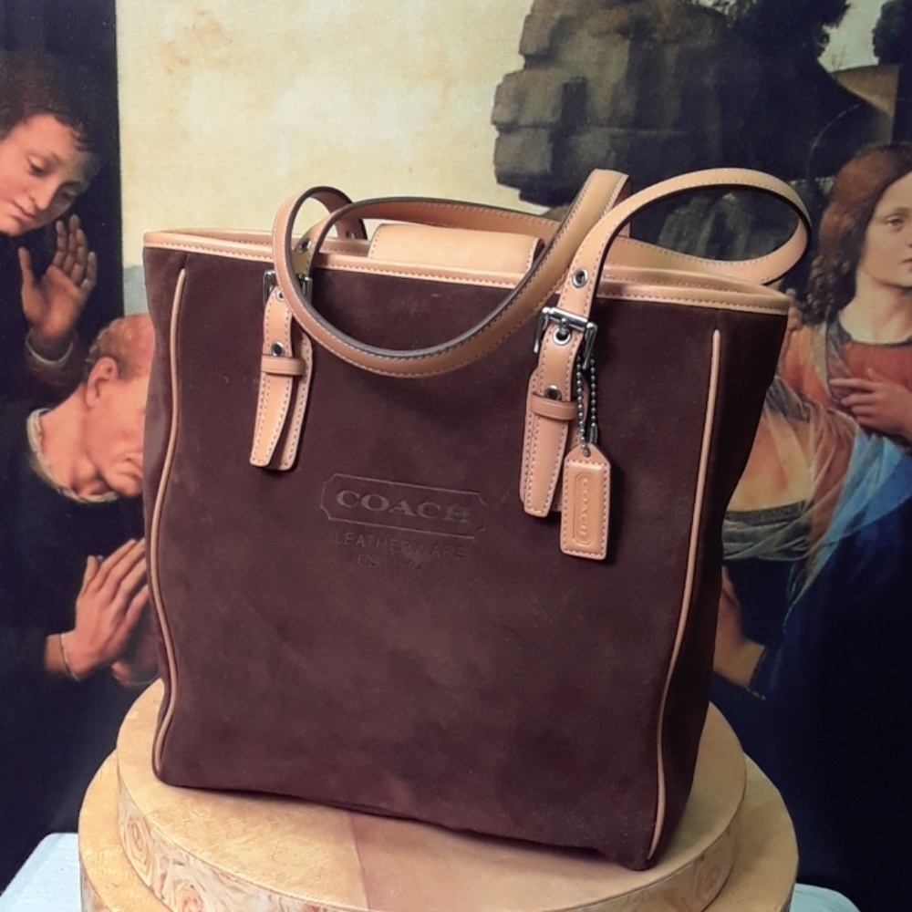Coach bag number 9576 brown suede tote